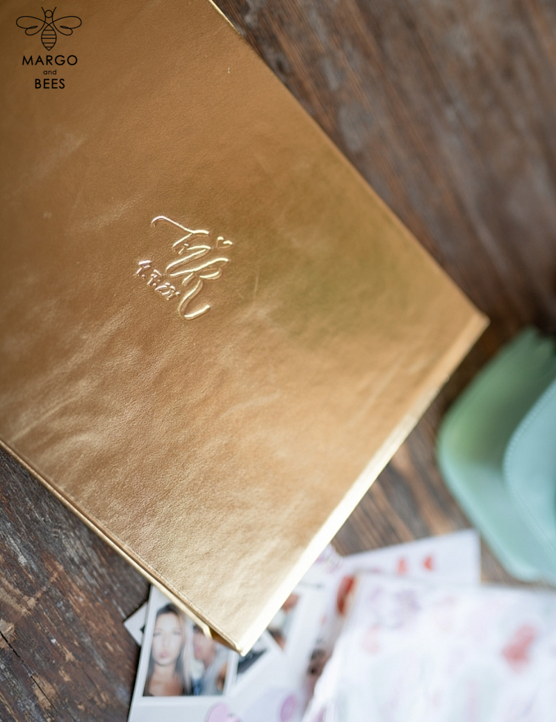 Presonalised Wedding Guest Book, Gold Gamour Leather  Instant Photo Book • BohoGlam Elegant Instax Wedding Photo Guestbook-11