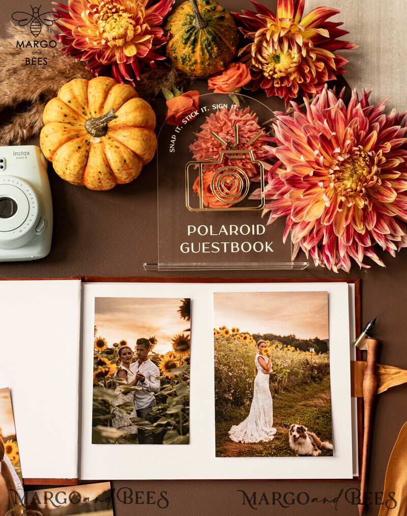 Fall Terracotta Gold Acrylic Wedding Guest Book Personalised and Sign Set: Capture Memories in Style 
Velvet Rust Instant Photo Book: A Touch of Boho Elegance for your Wedding 
Instax Wedding Photo Guestbook: Create Lasting Memories in an Elegant and Personalized Way-7
