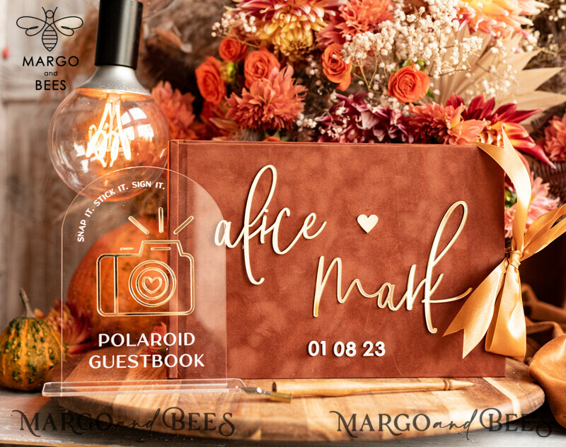Fall Terracotta Gold Acrylic Wedding Guest Book Personalised and Sign Set: Capture Memories in Style 
Velvet Rust Instant Photo Book: A Touch of Boho Elegance for your Wedding 
Instax Wedding Photo Guestbook: Create Lasting Memories in an Elegant and Personalized Way-0