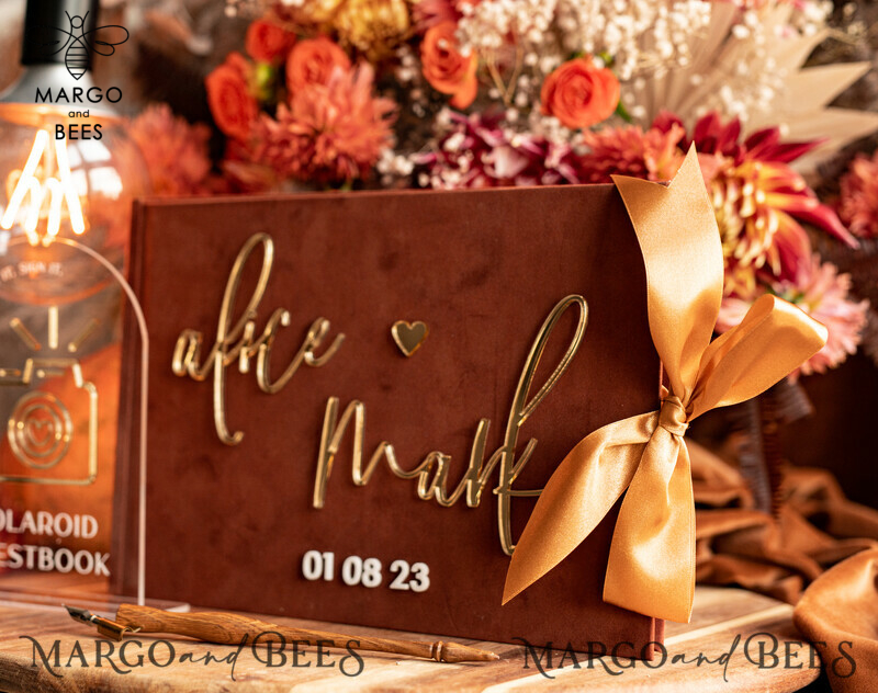 Fall Terracotta Gold Acrylic Wedding Guest Book Personalised and Sign Set: Capture Memories in Style 
Velvet Rust Instant Photo Book: A Touch of Boho Elegance for your Wedding 
Instax Wedding Photo Guestbook: Create Lasting Memories in an Elegant and Personalized Way-8