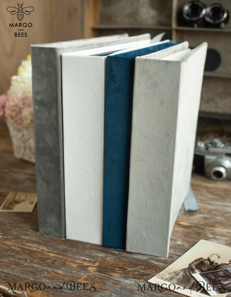 Introducing the Perfect Keepsake: Personalised Grey Velvet Wedding Guest Book and Instant Photo Album-4