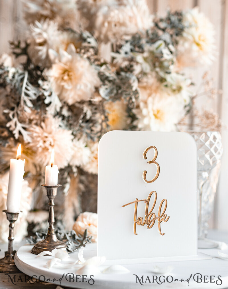 Acrylic Frozen Table Numbers, Frosted Acrylic And Gold Sign, Gold Plexi Table Numbers-2