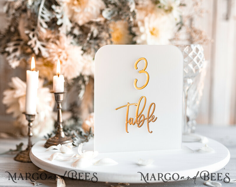 Acrylic Frozen Table Numbers, Frosted Acrylic And Gold Sign, Gold Plexi Table Numbers-6