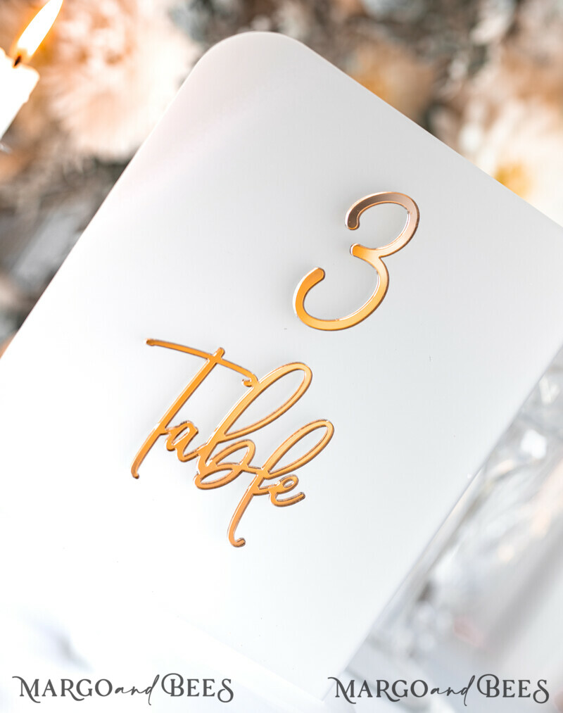 Acrylic Frozen Table Numbers, Frosted Acrylic And Gold Sign, Gold Plexi Table Numbers-7