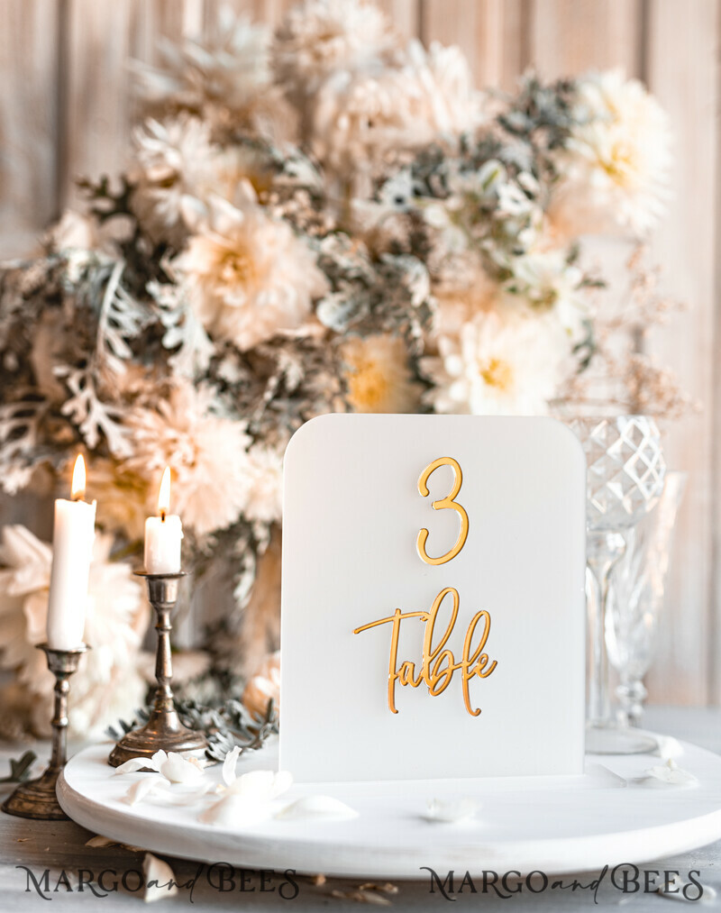 Acrylic Frozen Table Numbers, Frosted Acrylic And Gold Sign, Gold Plexi Table Numbers-0