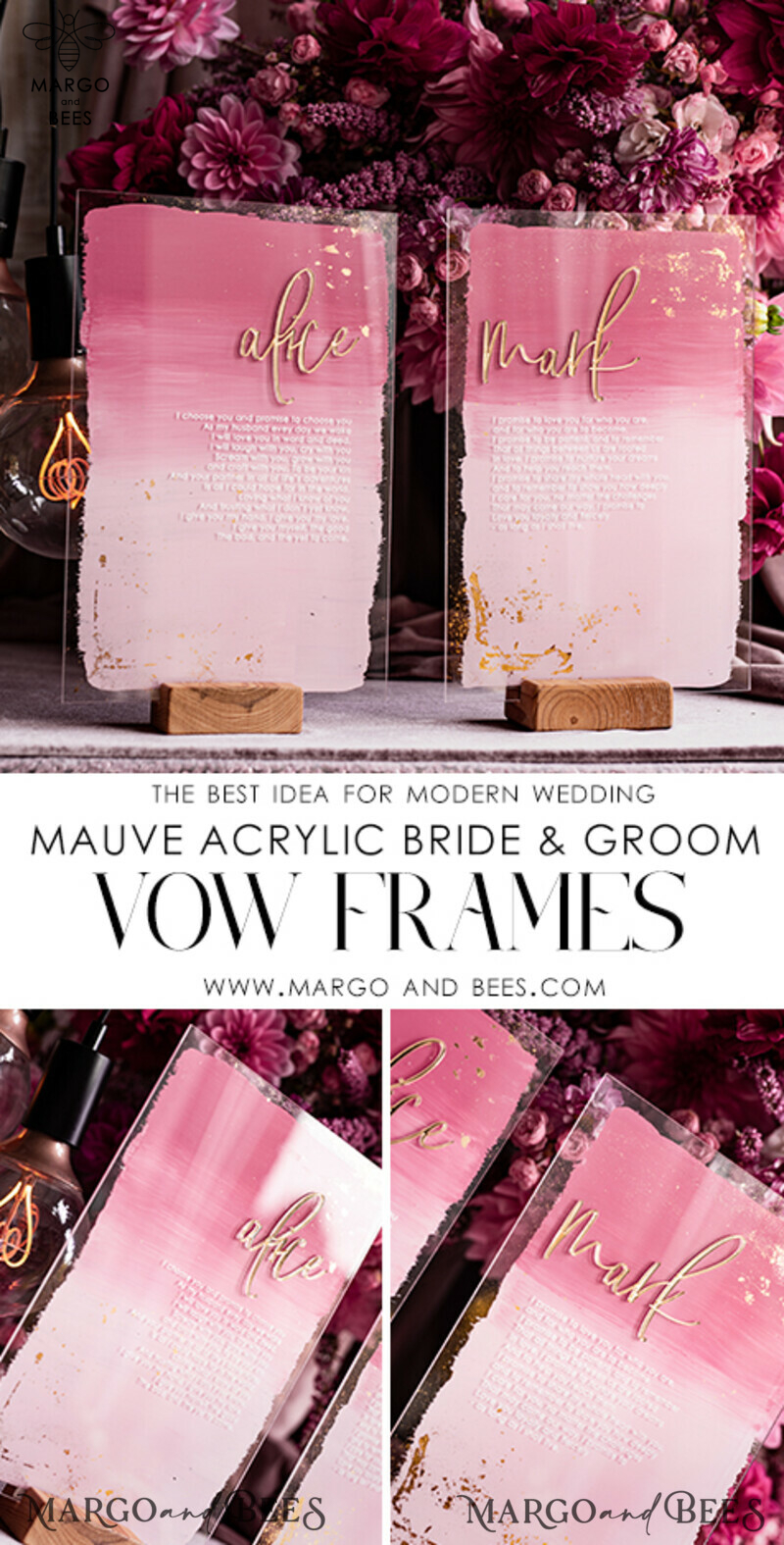 Personalized Acrylic Ombre Bride and Groom Vow Books: The Perfect Custom Wedding Vow Booklets and Bridal Shower Gift-3