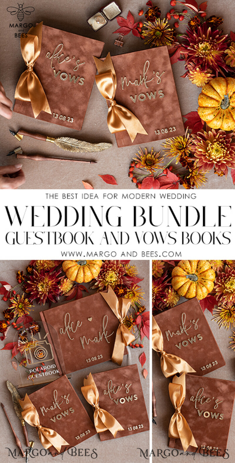 Shop the Perfect Terracotta Fall Bride and Groom Vow Books Set - Burnt Orange, Velvet Rust, and Golden Mirror Customized Vow Booklets. Upgrade your Wedding with Acrylic Copper Gold Custom Vow Cases - Ideal Bridal Shower Gift.-7