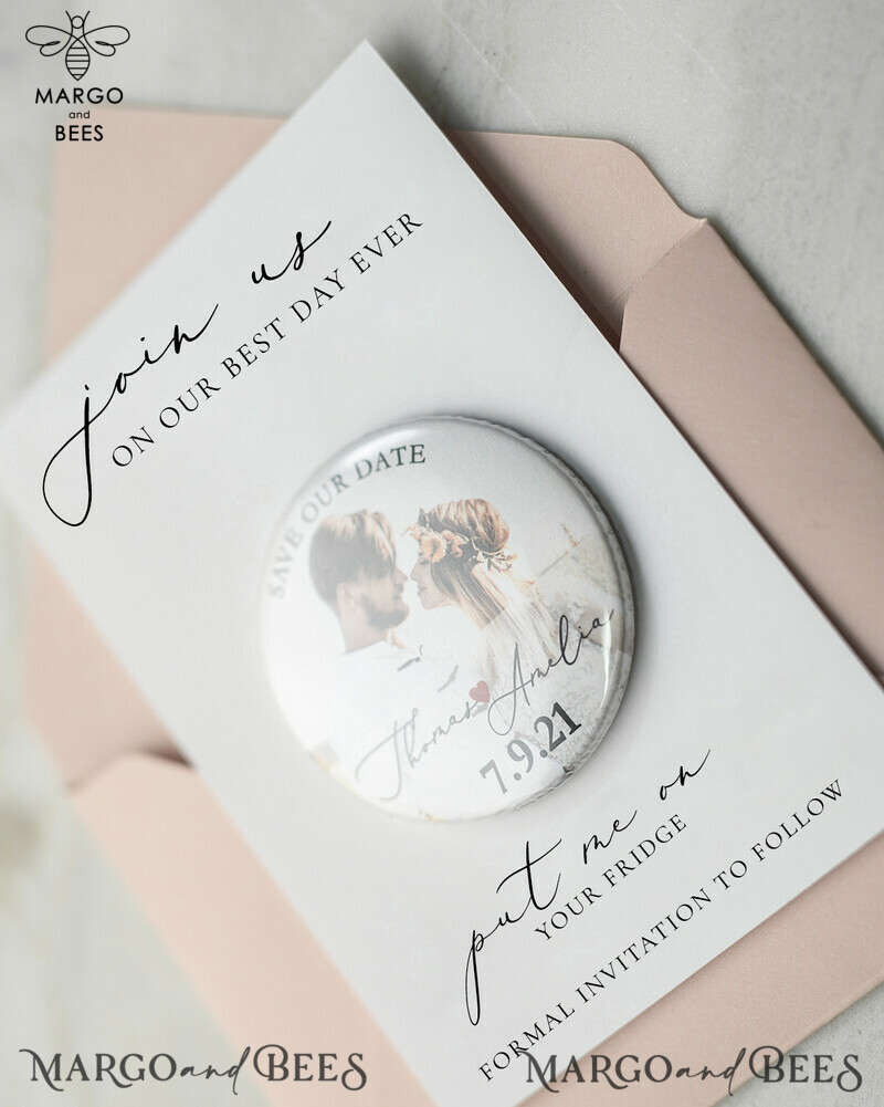 Handmade Save the Dates Set Card with Your Photo Fridge Magnet: Perfect Way to Announce Your Wedding with a Personal Touch-2