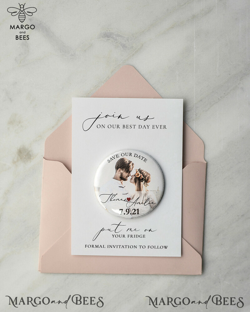 Handmade Save the Dates Set Card with Your Photo Fridge Magnet: Perfect Way to Announce Your Wedding with a Personal Touch-0