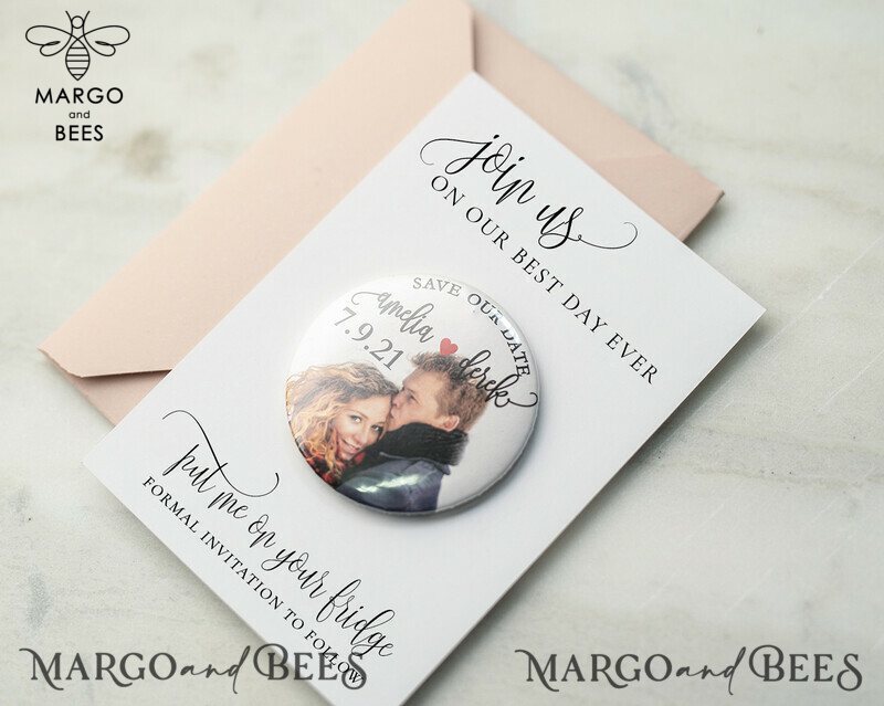 Create personalized Save the Date cards with a fridge magnet featuring your own photo-5
