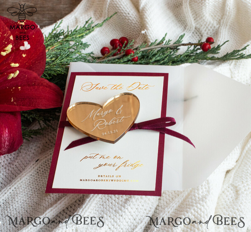 Glamorous Gold Magnet: Elegant Wedding Save the Date Card-1