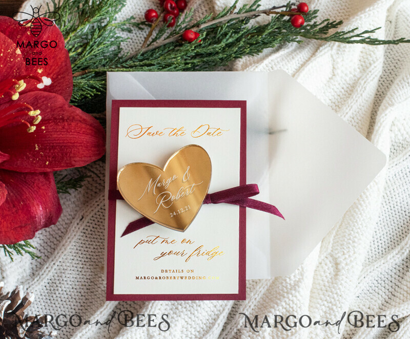 Glamorous Gold Magnet: Elegant Wedding Save the Date Card-3