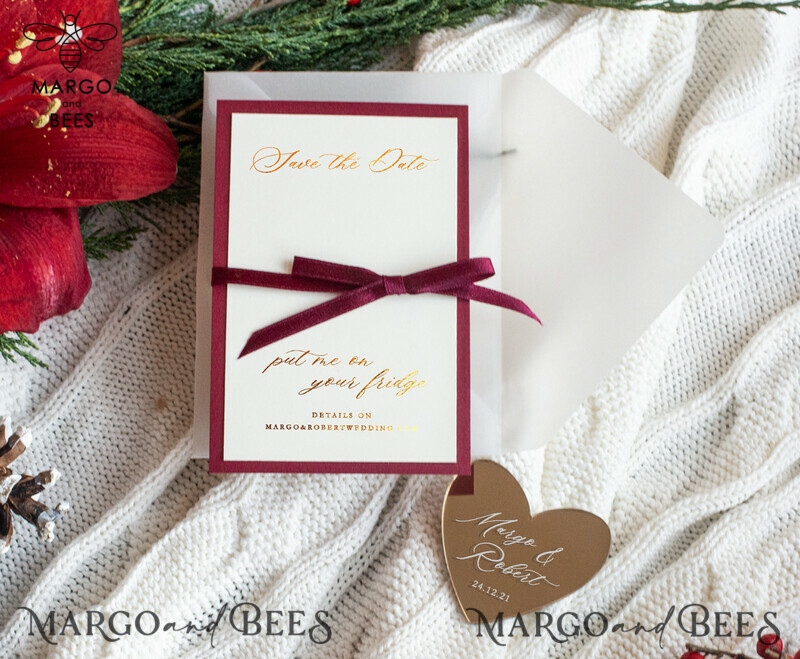 Glamorous Gold Magnet: Elegant Wedding Save the Date Card-5