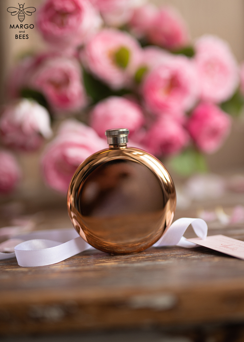 Ideas for present, Personalized Bridal Shower Gifts, Rose Gold Hip Flask-1