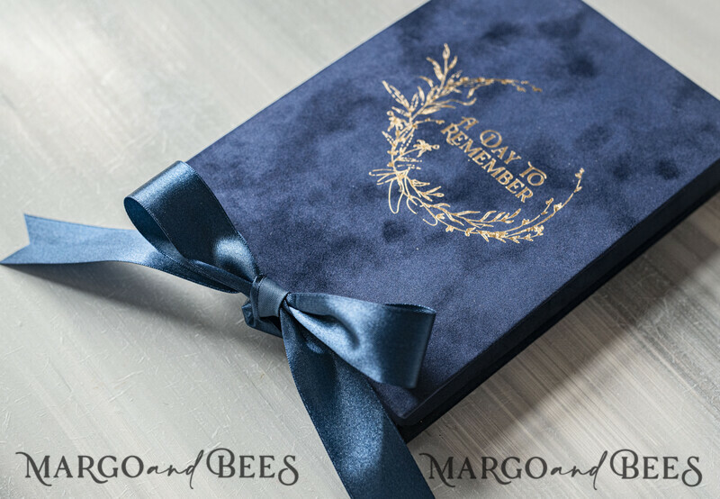 Vip Navy Blue Gold Foil Wedding Invitations in velvet box, Plexi Glamour Wedding Invitations-2