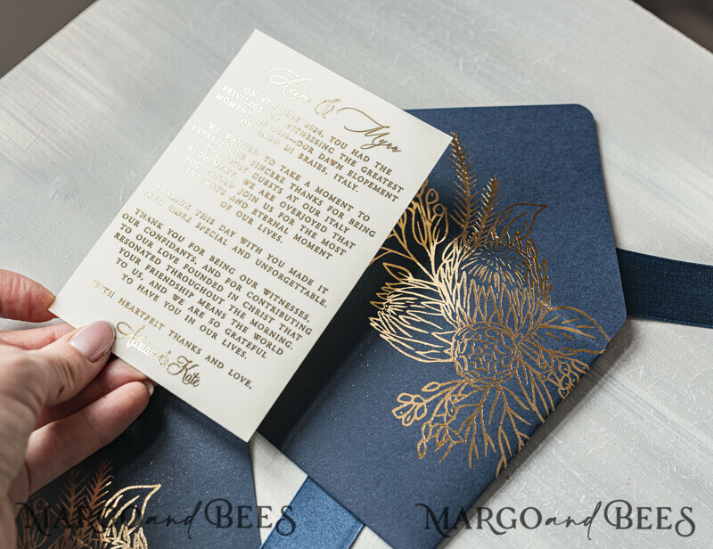 Vip Navy Blue Gold Foil Wedding Invitations in velvet box, Plexi Glamour Wedding Invitations-16