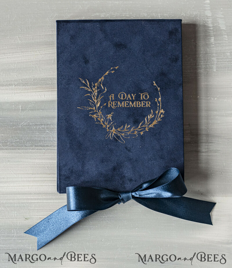 Vip Navy Blue Gold Foil Wedding Invitations in velvet box, Plexi Glamour Wedding Invitations-5