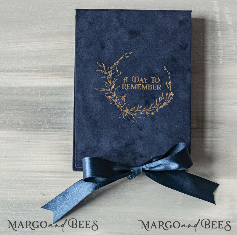 Vip Navy Blue Gold Foil Wedding Invitations in velvet box, Plexi Glamour Wedding Invitations-6