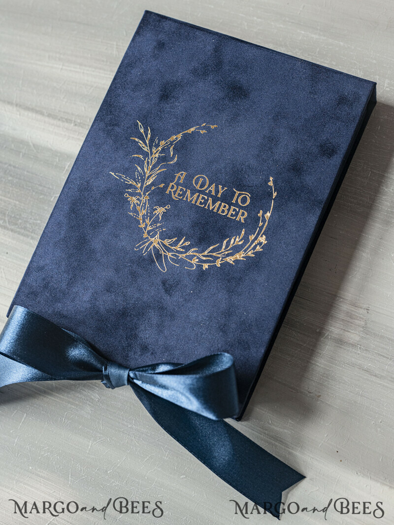 Vip Navy Blue Gold Foil Wedding Invitations in velvet box, Plexi Glamour Wedding Invitations-9