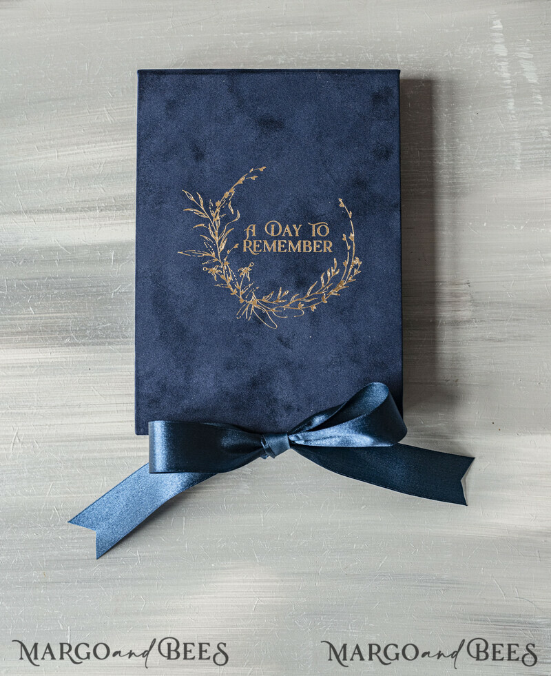 Vip Navy Blue Gold Foil Wedding Invitations in velvet box, Plexi Glamour Wedding Invitations-11