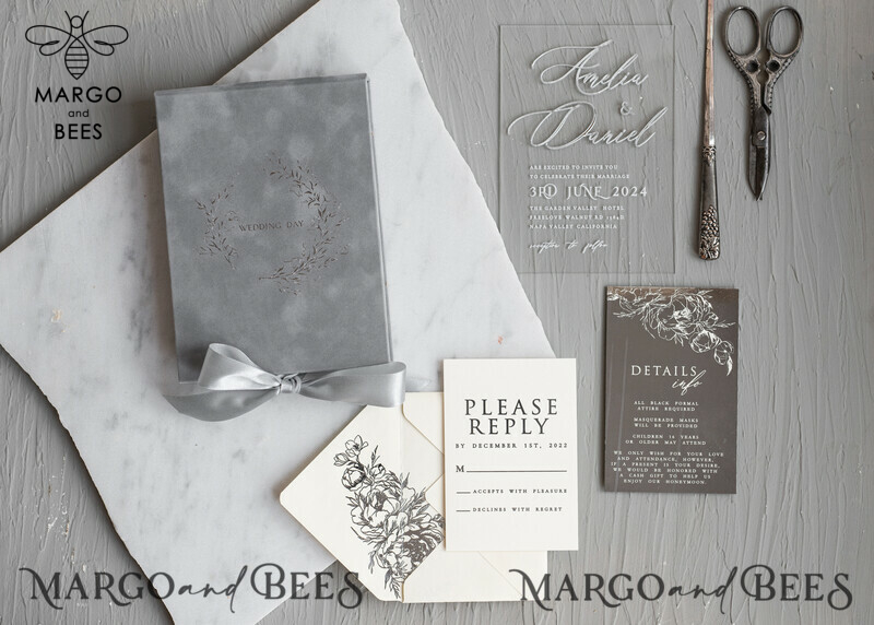 Elegant Silver Foil Wedding Invitation Box: The Epitome of Luxury and Romance-2