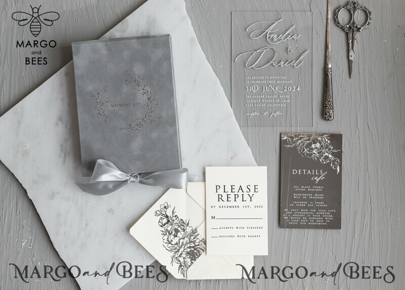 Elegant Silver Foil Wedding Invitation Box: The Epitome of Luxury and Romance-4