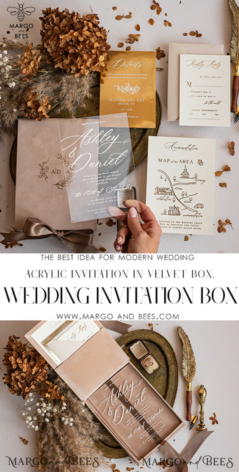 Exquisite Luxury Gold Foil Wedding Invitations: A Velvet Box Revelation-3