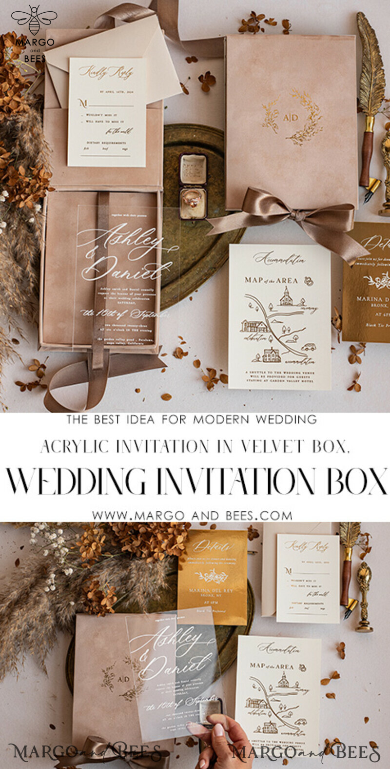 Exquisite Luxury Gold Foil Wedding Invitations: A Velvet Box Revelation-13