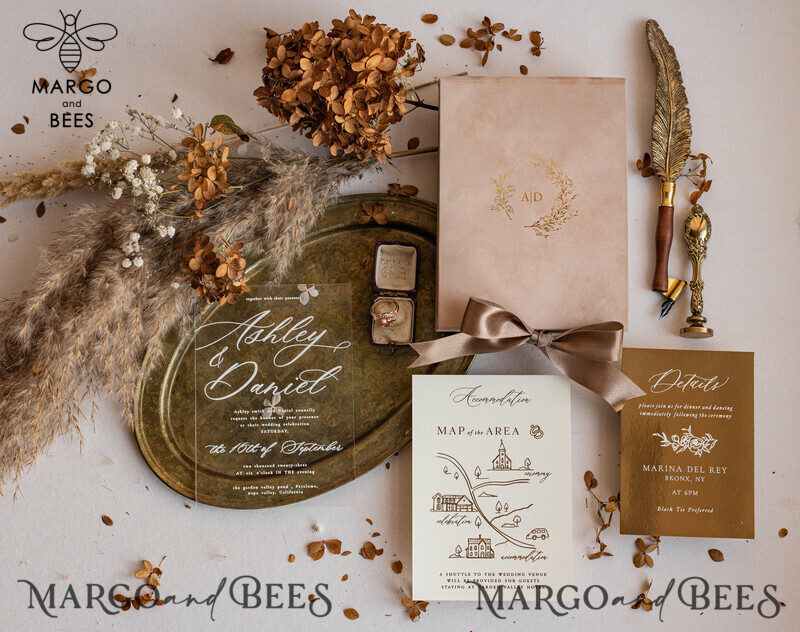 Exquisite Luxury Gold Foil Wedding Invitations: A Velvet Box Revelation-11