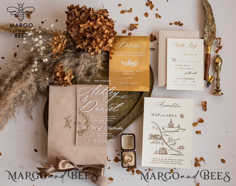 Exquisite Luxury Gold Foil Wedding Invitations: A Velvet Box Revelation-10