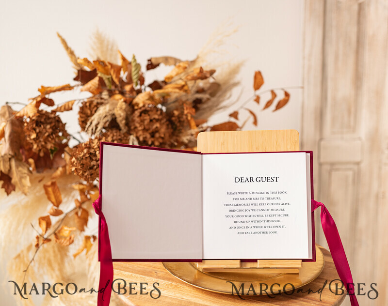 Boho Burgundy Instax velvet Wedding GuestBook Gold, Large Instant Wedding Guest Book, Maroon Polaroid velvet Guestbook Marsala Golden wedding-1