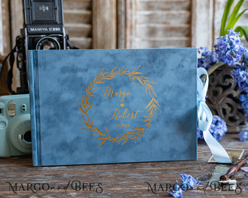 Luxury Instax velvet Wedding GuestBook Gold, Large Instant Wedding Guest Book,-4