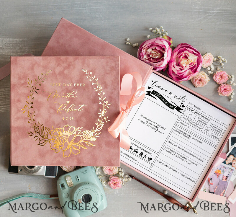 Alternative Guestbook Wedding Mad Lib Sheets in Velvet Box Marriage advice mad lib Box Instax Leave a Note to Bride & Groom Personalised Box-9