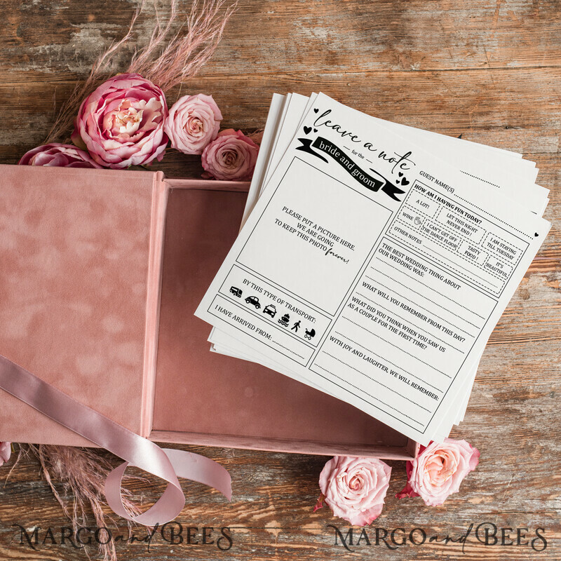 Alternative Guestbook Wedding Mad Lib Sheets in Velvet Box Marriage advice mad lib Box Instax Leave a Note to Bride & Groom Personalised Box-4