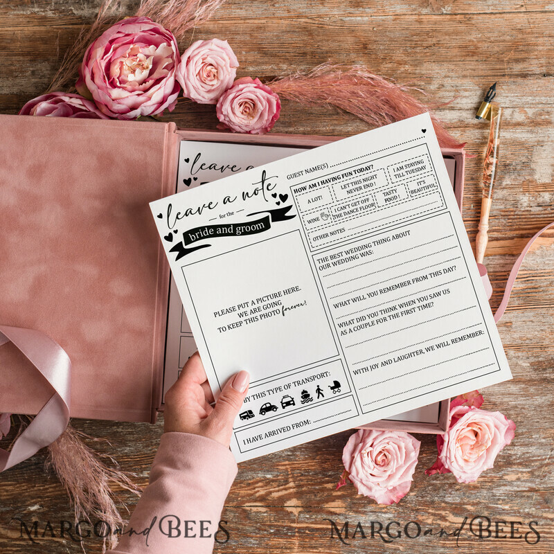 Alternative Guestbook Wedding Mad Lib Sheets in Velvet Box Marriage advice mad lib Box Instax Leave a Note to Bride & Groom Personalised Box-5