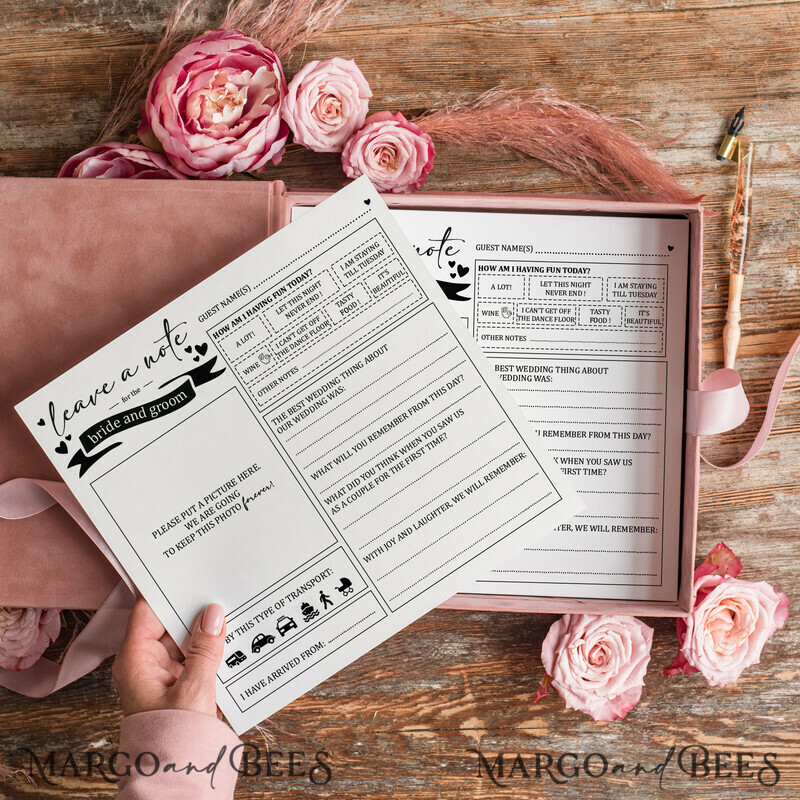 Alternative Guestbook Wedding Mad Lib Sheets in Velvet Box Marriage advice mad lib Box Instax Leave a Note to Bride & Groom Personalised Box-6