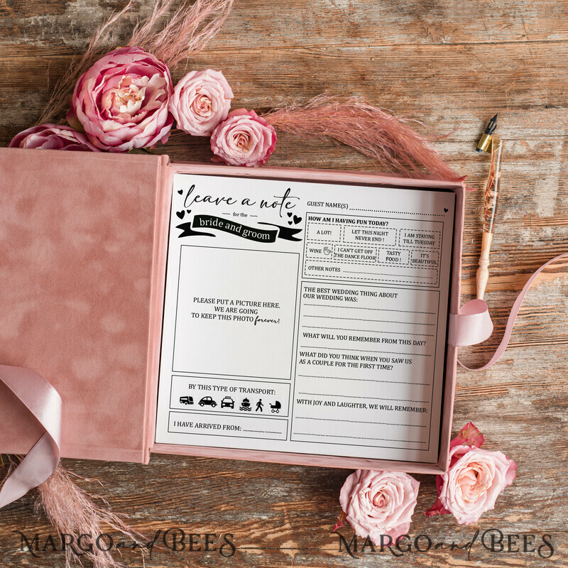 Alternative Guestbook Wedding Mad Lib Sheets in Velvet Box Marriage advice mad lib Box Instax Leave a Note to Bride & Groom Personalised Box-7