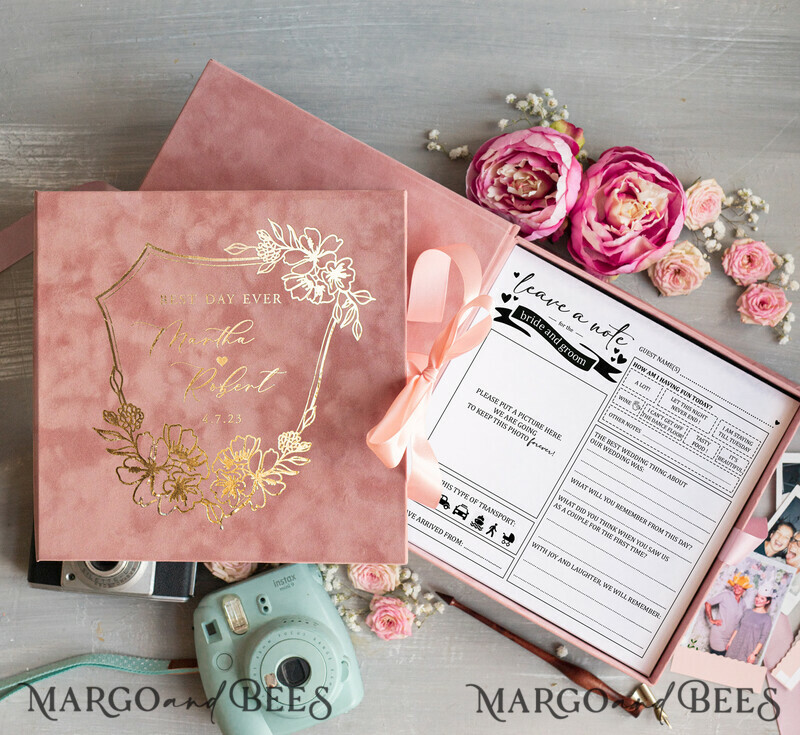 Alternative Guestbook Wedding Mad Lib Sheets in Velvet Box Marriage advice mad lib Box Instax Leave a Note to Bride & Groom Personalised Box-6