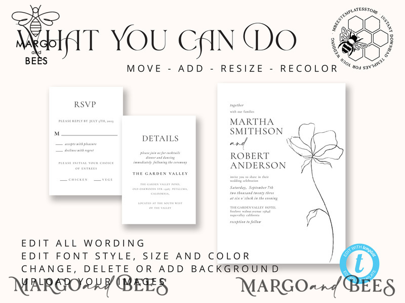 Fine art wedding invitation template, Instant download Boho Wedding Invites, Simple Wedding Invitation Printable Template, Elegant Invites-6