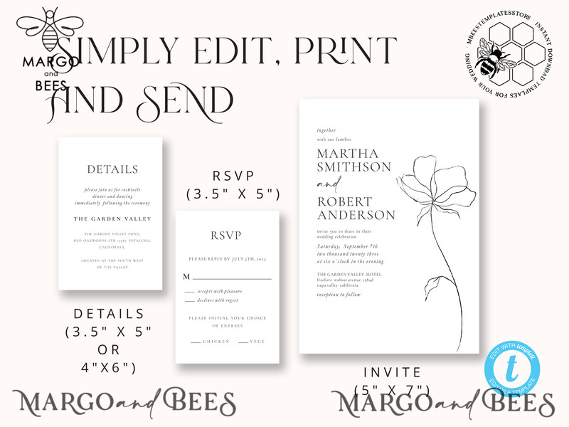 Fine art wedding invitation template, Instant download Boho Wedding Invites, Simple Wedding Invitation Printable Template, Elegant Invites-4