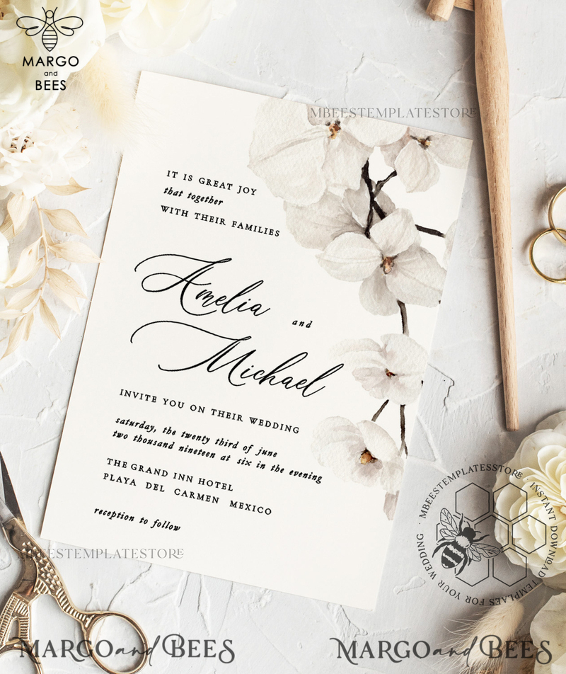 Simple wedding invitation template, Instant download Boho Wedding Invites, Elegant Wedding Invitation Printable Template, Modern Invites-4