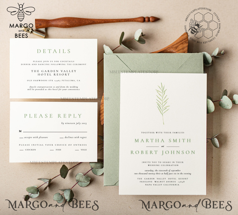 Sage Green wedding invitation template, Instant download Greenery Wedding Invites, Eucalyptus  Garden Wedding Invitation Printable-0