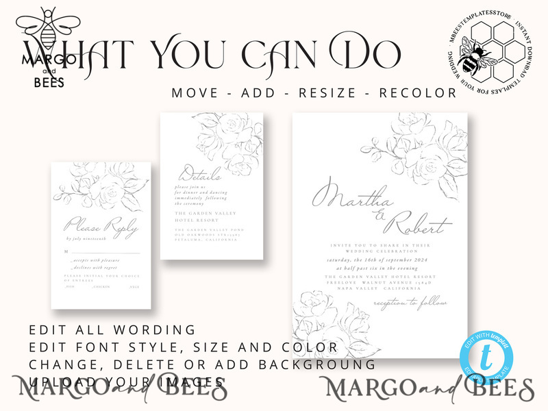 Fine art wedding invitation template, Instant download minimalist Wedding Invites, Simple Wedding Invitation Printable Template Invitations-7
