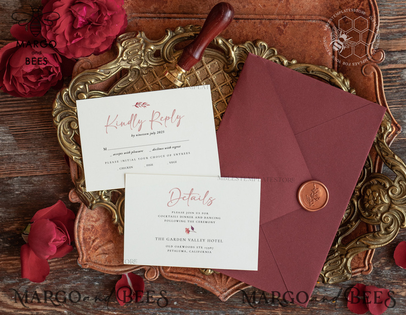 Boho fall wedding Invitations Set Pumpkin Template, Instant Fall Download Printable Invites Home Printing, Terracotta Autumn Wedding Invitation Card Set-2