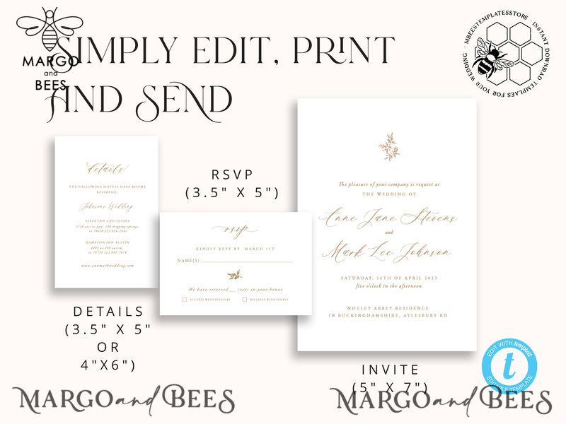 Fine art wedding invitation template, Instant download Boho Wedding Invites, Simple Wedding Invitation Printable Template, Elegant Invites-5