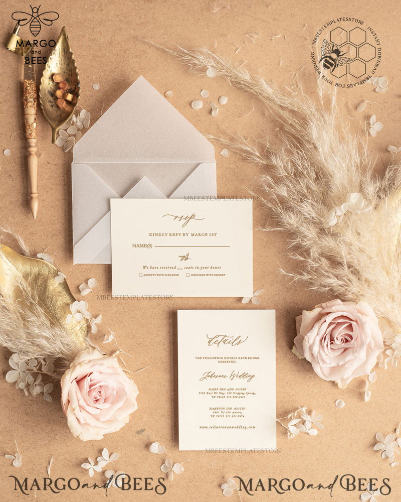 Fine art wedding invitation template, Instant download Boho Wedding Invites, Simple Wedding Invitation Printable Template, Elegant Invites-2