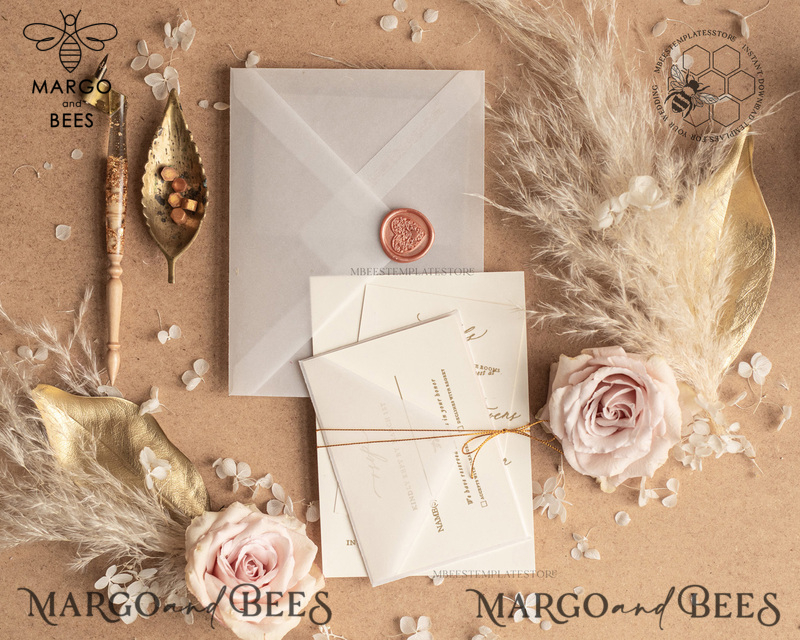 Fine art wedding invitation template, Instant download Boho Wedding Invites, Simple Wedding Invitation Printable Template, Elegant Invites-3