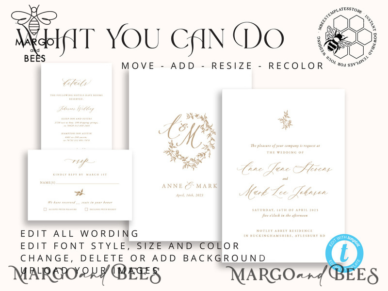 Fine art wedding invitation template, Instant download Boho Wedding Invites, Simple Wedding Invitation Printable Template, Elegant Invites-8