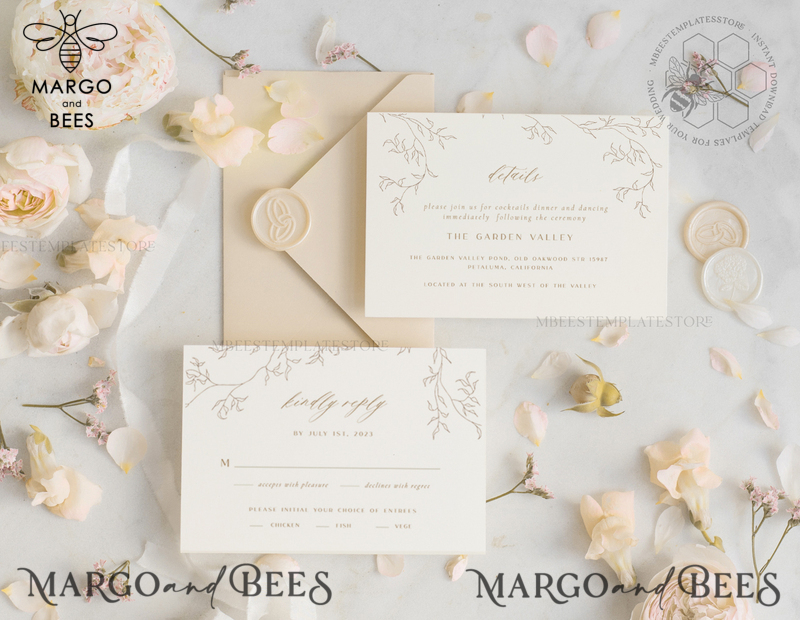 Modern wedding invitation template, Instant download Boho Wedding Invites, Simple Wedding Invitation Printable Template, Elegant Invites-1