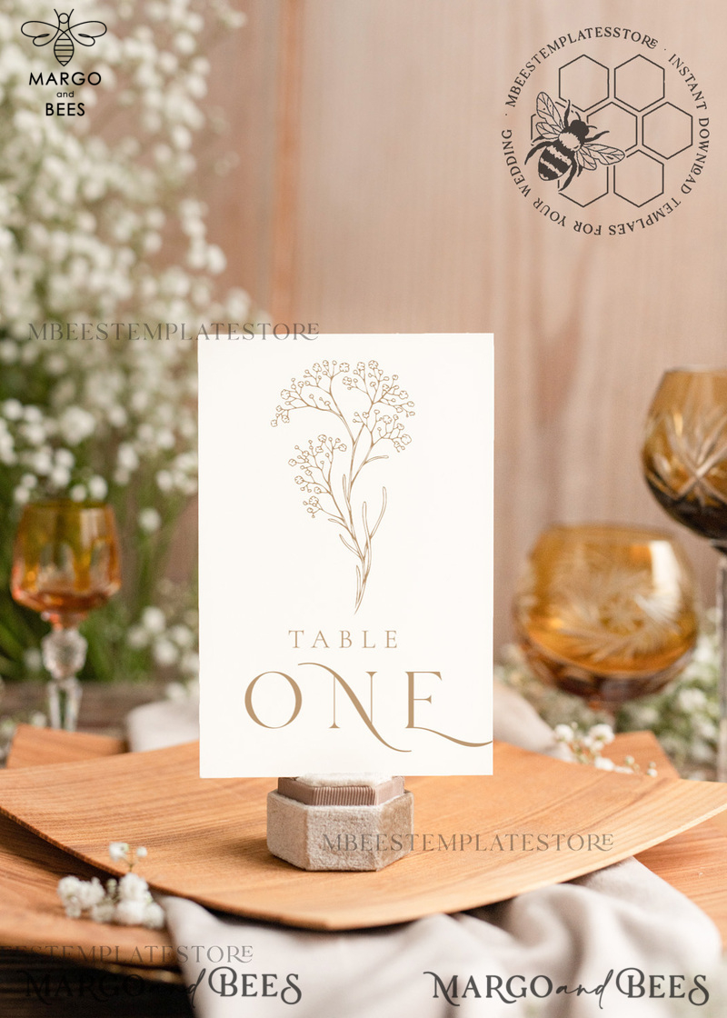 Rustic table number template, table numbers editable, Instant download Modern table numbers, Garden table number  Printable, WGyp2-0
